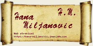 Hana Miljanović vizit kartica